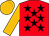 Red, black stars, old gold sleeves and cap