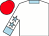 White, white sleeves, light blue stars, collar and cuffs, red cap