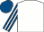 White, royal blue and white striped sleeves, royal blue cap