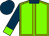 Grass Green, Gold seams, Indigo Collar, Sleeves And Cap, Grass Green Cuffs