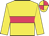 Yellow, cerise hoop, yellow sleeves, quartered cap