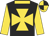Black, gold maltese cross, gold sleeves and collar, quartered cap