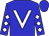 Blue, white v bib, checked diamonds sleeves, and cap