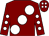 Maroon, white large spots, maroon sleeves, white spots, maroon cap, white spots