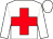 White, red cross, white sleeves, white cap, red cross