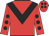 Red, black chevron, red sleeves, black spots and spots on cap
