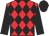 Red and black diamonds, black sleeves and cap