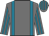 Slate grey, kingfisher braces, striped sleeves and cap