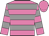 Rose pink, grey hoops, hooped sleeves, rose pink cap
