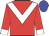 red, white chevron, red sleeves, white cuffs, blue cap