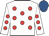 white, red spots, royal blue cap
