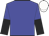 blue, blue and black halved sleeves, white cap