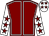 Maroon, white seams, white sleeves, maroon stars, white cap, maroon stars
