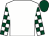 White, white & dark green check sleeves, dark green cap