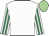 White, emerald green striped sleeves, light green cap