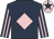Dark blue, pink diamond, striped sleeves, pink cap, dark blue star