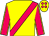 Yellow, cerise sash, cerise sleeves, yellow seams, yellow cap, cerise spots