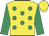 Yellow, emerald green spots and sleeves, yellow cap