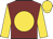 Maroon, gold spot, sleeves and cap