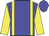 Blue body, yellow braces, yellow arms, blue cap