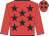 Red body, black stars, red arms, red cap, black stars