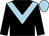 Black, light blue chevron, light blue cap