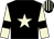 Black, beige star, beige sleeves, black armlets, black and beige striped cap
