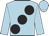 Light blue, large black spots
