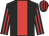 Black, red stripe, striped sleeves and cap