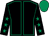 Black, emerald green seams, black sleeves, emerald green stars, emerald green cap