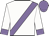 White, mauve sash, white sleeves, mauve cuffs and cap