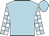 light blue, white and light blue checked sleeves, light blue cap