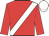 red, white sash, white cap