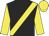Black, yellow sash, sleeves and cap