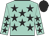 aqua, black stars, black cap