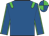 Royal blue, lime green epaulets, seams on sleeves, quartered cap
