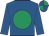 Royal blue, emerald green disc, quartered cap
