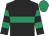 Black, emerald green hoop, hooped sleeves, emerald green cap