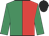 Emerald green and red halved, emerald green sleeves, black cap