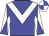 blue, white chevron, white and blue diablo sleeves, quartered cap