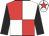 White & red quartered, black sleeves, white cap, red star