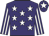 Purple, white stars, striped sleeves, white star on cap