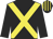 Black, yellow cross sashes, striped cap