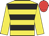 Yellow & black hoops, yellow sleeves, red cap