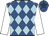 Royal blue & light blue diamonds, white sleeves, royal blue cap, dark blue star