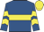 Royal blue, yellow hoop, yellow chevrons on sleeves, yellow cap