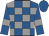 Royal blue and grey check, royal blue sleeves, grey armlets, royal blue cap