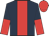 Dark blue, red stripe, halved sleeves, red cap