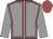 Grey, red seams, grey sleeves, red and grey hooped cap