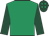 Emerald green, dark green sleeves, dark green cap, emerald green spots